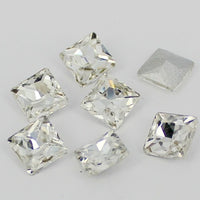10mm Clear Glass Pointed Square Pointback Chatons Rhinestones - 10pcs