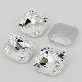 18mm Clear Glass Square Pointback Chatons Rhinestones - 10pcs