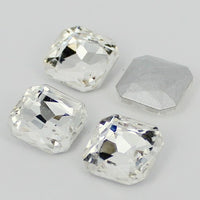 16mm Clear Glass Square Pointback Chatons Rhinestones - 10pcs