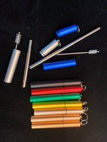 Silver Stainless Steel Travel Straw with Case