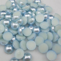 7mm Pale Blue Resin Round Flat Back Loose Pearls - 500pcs