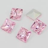 10mm Light Rose Glass Pointed Square Pointback Chatons Rhinestones - 10pcs
