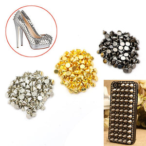 Live: $1 Pack - 100 Piece (10 x 10mm) Plastic Sew-On or Glue-On Cone Shape Stud Spike Beads Rock Punk DIY Phone Decoration