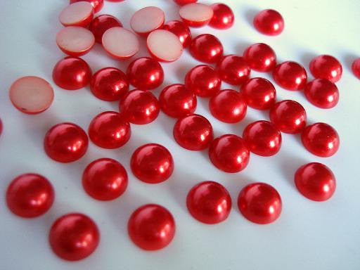 7mm Red Flatback Half Round Pearls - BULK 2,000 pieces - Loose, Bling, Nail Art, Decoden TDK-P033.1 - TheDecoKraft - 1