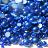 10mm Royal Blue Resin Round Flat Back Loose Pearls