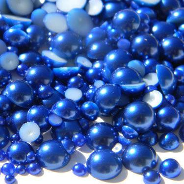 9mm Royal Blue Resin Round Flat back Loose Pearls
