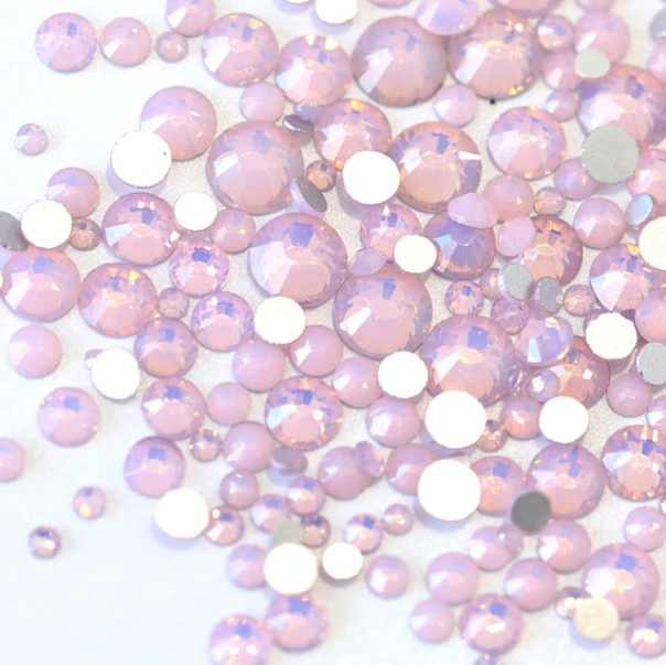 ss3/1mm Pink Opal Glass Round Flat Back Loose Rhinestones - 1440pcs