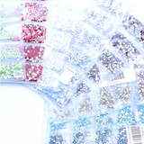 SS3-SS10/1-3mm Fuchsia Glass Round Flat Back Rhinestones Mixed Set - 1680pcs