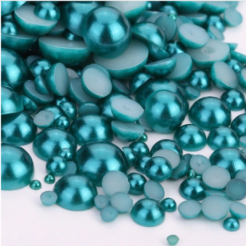 2-10mm Teal Resin Round Flat Back Loose Pearls -1000pcs
