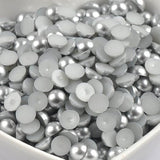 2-10mm Mixed Silver Matte Resin Round Flat Back Loose Pearls - 1000pcs