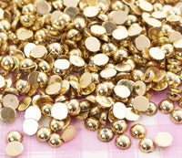 2-10mm Mixed Gold Metallic Resin Round Flat Back Loose Pearls - 1000pcs