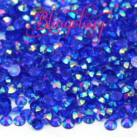 NEW 2 to 6mm Sapphire Blue AB Transparent Jelly Round Flat Back Loose Rhinestones
