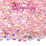NEW 2 to 6mm Light Pink AB Transparent Jelly Round Flat Back Loose Rhinestones