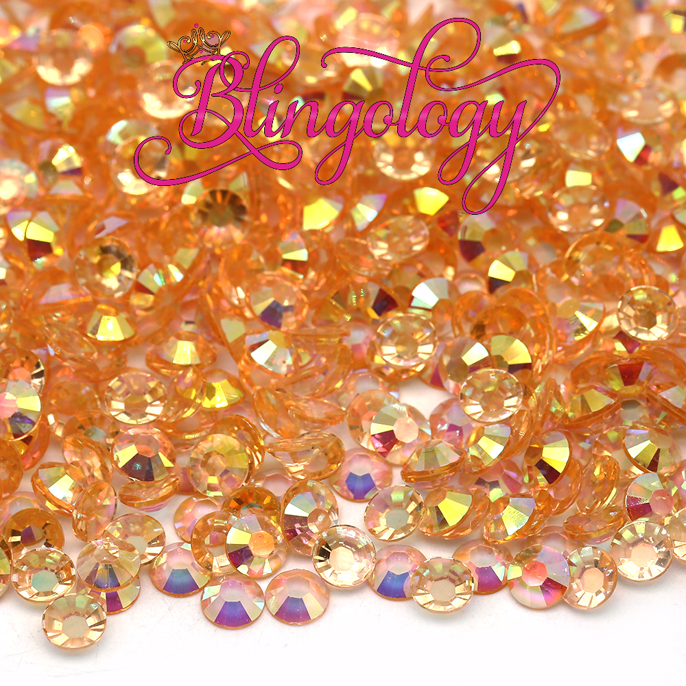 NEW 2 to 6mm Champagne AB Transparent Jelly Round Flat Back Loose Rhinestones
