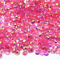 NEW 2 to 6mm Hot Pink AB Transparent Jelly Round Flat Back Loose Rhinestones