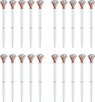 Big White Rose Gold Crystal Diamond Rhinestone Pen, Black Ink Ball Point Pen