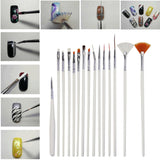 20 Pieces Nail Art Brush Set, Two Way Picker Pen, Painting, Drawing, Dotting, Polish Brush, Fan Brush, Manicure Tools, Nail Polish Brushes