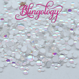 White Mermaid Tears Bubble Glass Round Flat Back Loose Rhinestones