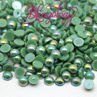 2-10mm Wintergreen AB Resin Round Flat Back Loose Pearls - 1000pcs