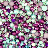 2-10mm Mixed Pearls and Rhinestones Resin Round Flat Back Loose Pearls #22 - 2000pcs