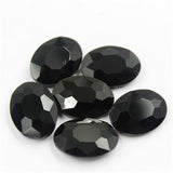 10x14mm Black Onyx Glass Oval Pointback Chatons Rhinestones - 10pcs