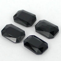 10x14mm Black Onyx Glass Emerald Pointback Chatons Rhinestones - 20pcs