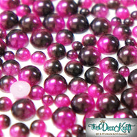 6mm Fuchsia and Dark Coffee Ombre Mermaid Gradient Resin Round Flat Back Loose Pearls - 1000pcs