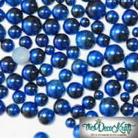 5mm Royal Blue and Black Ombre Mermaid Gradient Resin Round Flat Back Loose Pearls - 1000pcs