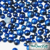 6mm Royal Blue and Black Ombre Mermaid Gradient Resin Round Flat Back Loose Pearls