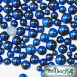 4mm Royal Blue and Black Ombre Mermaid Gradient Resin Round Flat Back Loose Pearls