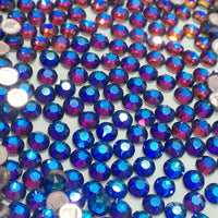 SS30/6mm Blue Rainbow Glass Round Flat Back Loose Rhinestones - 288pcs
