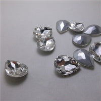 10x14mm Clear Glass Teardrop Pointback Chatons Rhinestones - 10pcs
