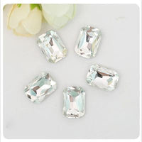 18x25mm Clear Glass Emerald Pointback Chatons Rhinestones - 5pcs