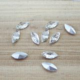 9x18mm Clear Glass Marquis Pointback Chatons Rhinestones - 10pcs