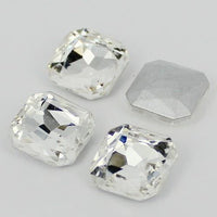 23mm Clear Glass Square Pointback Chatons Rhinestones - 5pcs