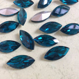 13x27mm Dark Aqua Glass Marquis Pointback Chatons Rhinestones - 10pcs