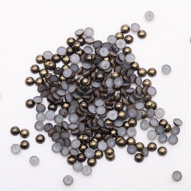 9mm Dark Coffee Resin Round Flat Back Loose Pearls