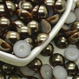 8mm Dark Coffee Resin Round Flat Back Loose Pearls