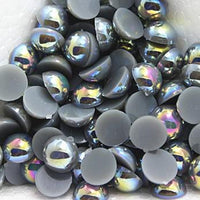 2mm Dark Gray AB Resin Round Flat Back Loose Pearls