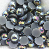 10mm Dark Gray AB Resin Round Flat Back Loose Pearls