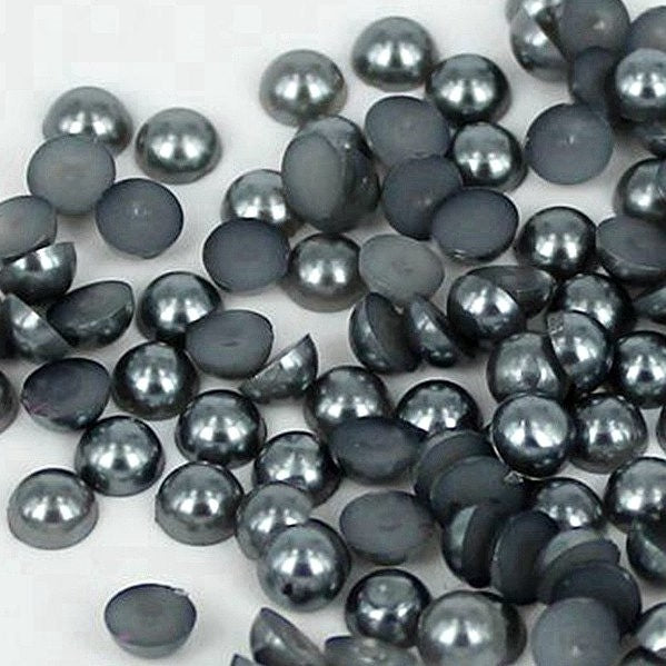 5mm Dark Gray Resin Round Flat Back Loose Pearls