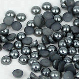 6mm Dark Gray Resin Round Flat Back Loose Pearls