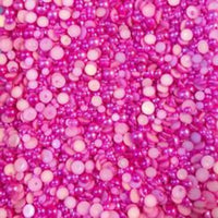 2-10mm Dark Pink Fuchsia Resin Round Flat Back Loose Pearls - 1000pcs