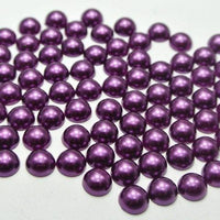7mm Dark Purple Resin Round Flat Back Loose Pearls - 500pcs
