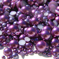 2-10mm Mixed Dark Purple Flatback Half Round Pearls - 30 grams / 500 pieces - Loose, Bling, Nail Art, Decoden TDK-P073 - TheDecoKraft