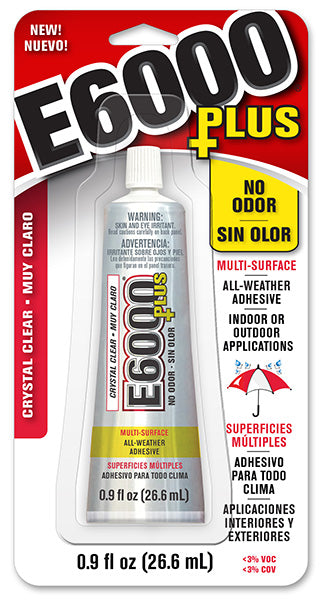 E6000 Plus NO ODOR Multi-Surface All-Weather Crystal Clear Adhesive - 0.9 oz./26.6ml