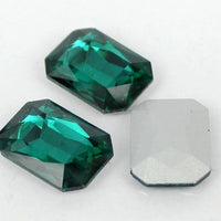 13x18mm Emerald Green Glass Emerald Pointback Chatons Rhinestones - 10pcs