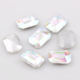 10x14mm Clear AB Glass Emerald Pointback Chatons Rhinestones - 10pcs