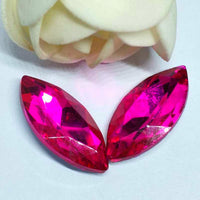 9x18mm Fuchsia Glass Marquis Pointback Chatons Rhinestones - 10pcs