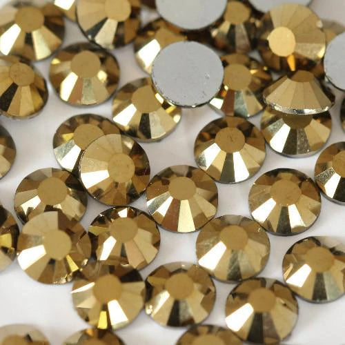 Mixed Gold Glass Round Flat Back Loose HOTFIX Rhinestones - 400pcs